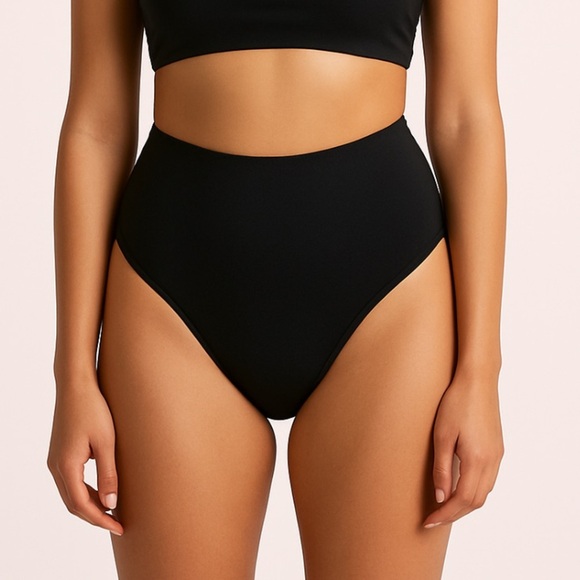 Sleeper Chic Black High Waisted Classic Bikini Bottoms Full Coverage NWT Size M - Picture 1 of 5